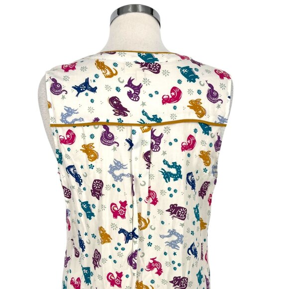 ModCloth Zodiac Print Sleeveless Blouse White Multicolor Size Large - Picture 7 of 13